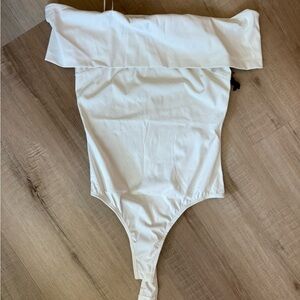 Astr Off-Shoulder White Bodysuit